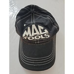 VINTAGE Mac Tools Trucker Hat Thick Stitch Adjustable Cap Black Embroidered